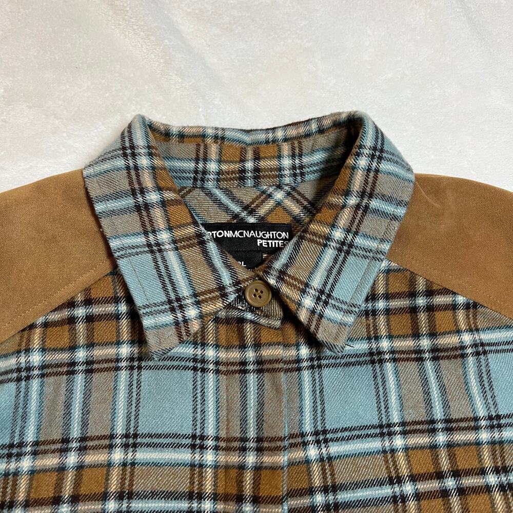 Norton Mcnaughton Petites Western Plaid Flannel Button Up Shirt Jacket Size PL - Picture 3 of 11